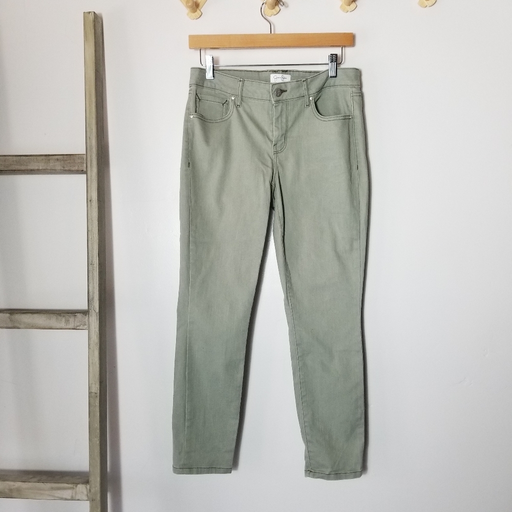 JESSICA SIMPSON CROP SKINNY MID RISE SAGE JEAN SIZE 6/28
